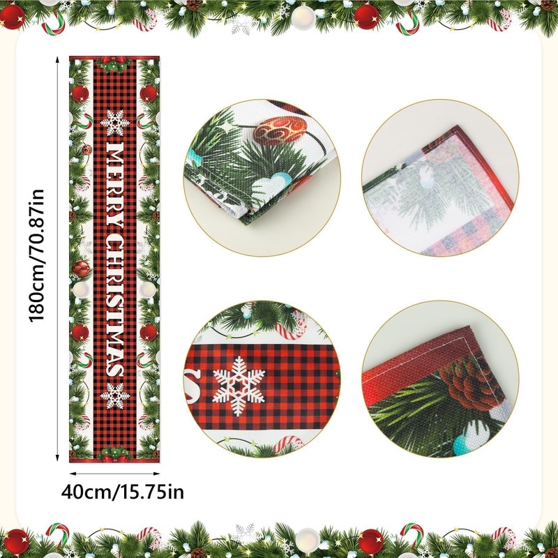 Aitsit Christmas Table Runner, 40 x 180 cm, Washable, Winter
