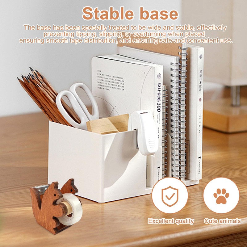 MYLERCT Squirrel Shaped Tape Dispenser, Wooden Tape Dispenser for Tape