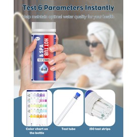 Pawfly 6 in 1 Hot Tub Test Strips, Spa Pool and Hot Tub Test Strips, 150 Quick and Accurate Strips, Hot Tub Water Testing Kit for pH Free Chlorine Total Chlorine Hardness Bromine & Alkalinity