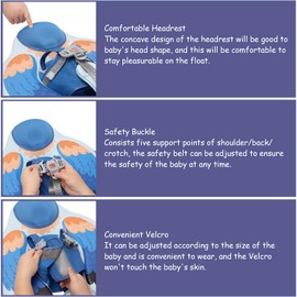 Mambobaby Floats with Canopy &Tail, Mambo Baby Non-Inflatable Baby Float for Pool Add Tail Avoid Flip Swim Trainer Toddler Swim Float for Toddler Boys Girls(B53044WN0014-BB14)