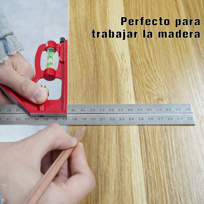 FUMETAX Escuadra de Combinación 12" Ajustable Escuadra Combinada 300 mm