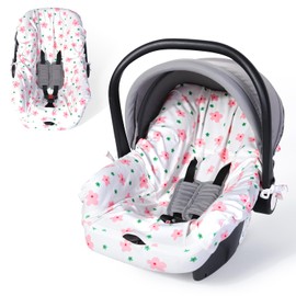 Orzbow Infant Car Seat Cover Liner, Universal Fit Carseat Protective Cover, Made of 100% Cotton - Breathable Prevent Wear & Dirt Suitable Travel Systems (0-12m), Easy to Clean, Machine Washable, Pink