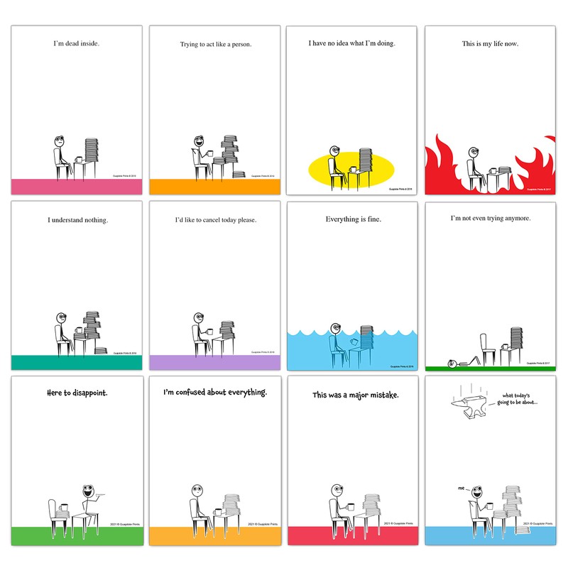 Guajolote Prints Assorted Funny Notepads for Work, Office (12-Pack), 4