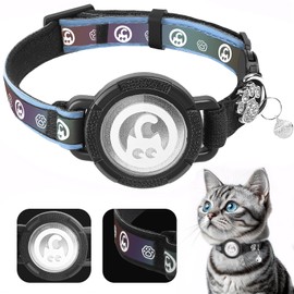 ONEONTA Cat Collar Airtag, Airtag Collar Cat Breakaway, Airtag Cat Reflective, Airtag Cat Collar with Airtag Case and Bell, Comfortable Padding, Adjustable, Durable, Blue, S