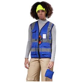 AYKRM Blue Women Hi Vis Vests blue High Visibility Reflective Safety Security Vest with Pockets zipper