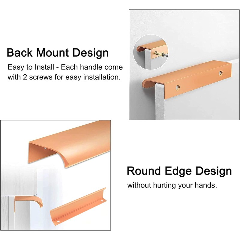 MOROBOR 8 Pack Modern Style Finger Edge Pull Furniture Drawer