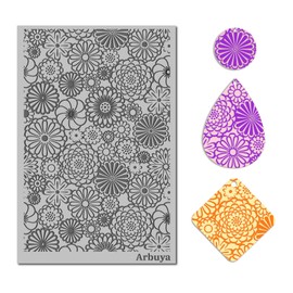 Arbuya Polymer Clay Blossom Flowers Texture Sheets for Earrings Jewelry Making, Clay Dahlia Floral Texture Mats for Polymer Clay Projects Floral Stamps for Clay Earrings Tools
