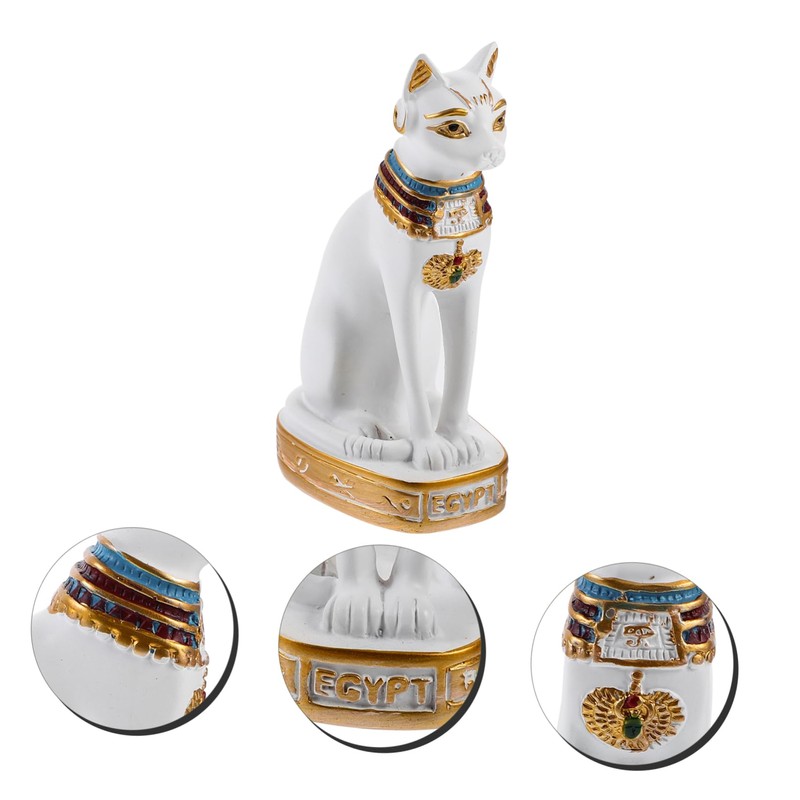 CIYODO Reversible Resin Cat Statue Egyptian Cat Decor Cat Desktop