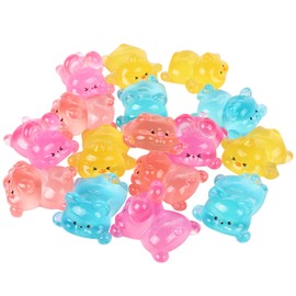 HOMICO 16 Pieces Mini Resin Animals Figurines Glow in The Dark Mini Rabbits Pigs Chickens Bears Tiny Animals for Dollhouse Fairy Garden Micro Moss Landscape Home Decor