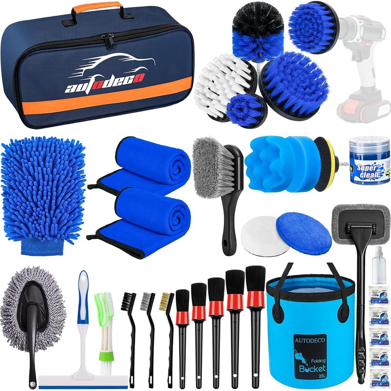 Juego de 32 cepillos para detalles de coche, kit de