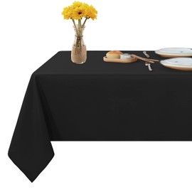 Fitable Square Tablecloth 60x60 inch Tablecloth Stain and Wrinkle Resistant Washable Polyester Table Cloth, Decorative Fabric Table Cover for Dining Table, Buffet Parties and Camping Black