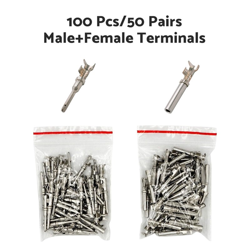MAX COOL 100PCS Deutsch Solid Terminal No.16 Stamped Contact Pins