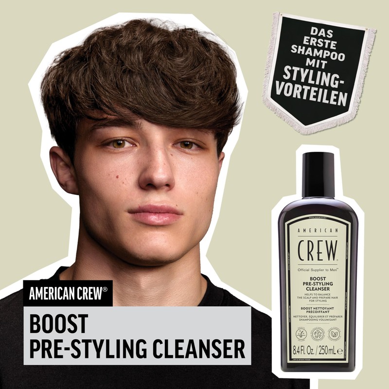 AMERICAN CREW – Boost Pre-Styling Shampoo, 250 ml, Volumenshampoo für