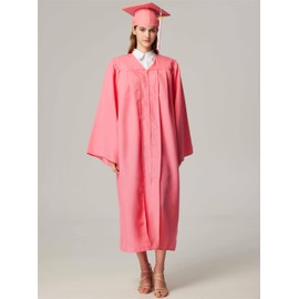 MyGradDay Unisex Matte Graduation Cap and Gown 2024 & 2025 Set Bulk with Tassel for College High School Graduates, Pink, 57