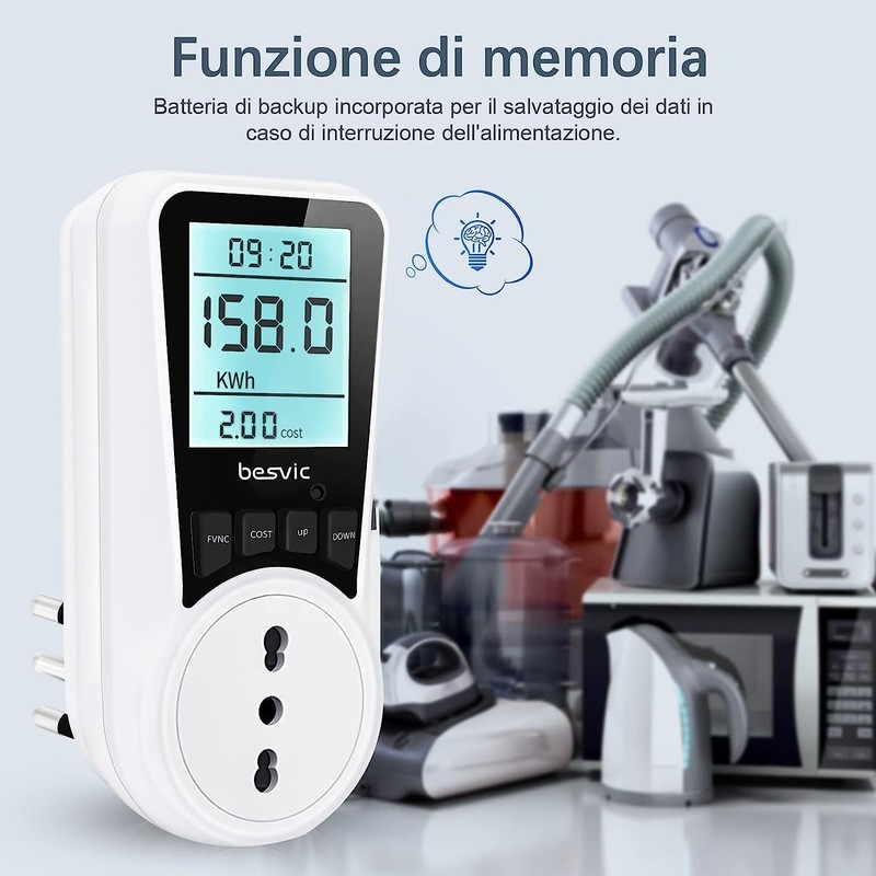 Besvic Electric Consumption Meter, Electric Power Meter with LCD Screen