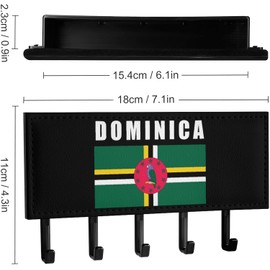 Dominica - Organizador de correo para llaves con logotipo de la bandera dominicana 18 x 10,9 cm, soporte de pared, 5 ganchos para llaves, para entrada de cocina, decoración del hogar