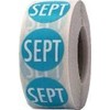 Teal September Circle Dot Stickers, 3/4 Inch Round, 500 Month