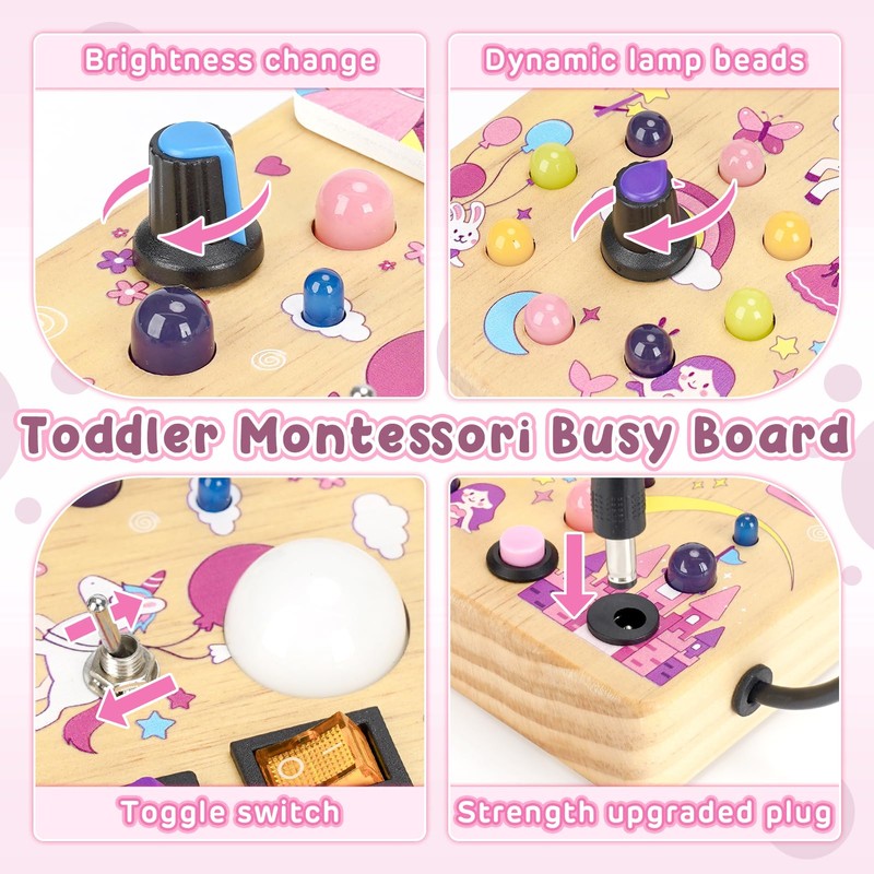 Joyreal Montessori Busy Board with LED Switches for Toddlers