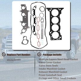 AUCERAMIC HS26357PT MLS Cylinder Head Gasket Set Kit for 2010 Toyota 4Runner 2005-2020 Toyota Tacoma 2.7L Head Gasket Set Replace# HS54534