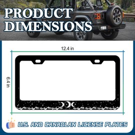 LIN KANG 2Pcs Moon License Plate Frames Ocean Waves License Plate Holder for Men Women Universal Aluminum Metal Rust-Proof Waterproof Car Decorative Tag Frames for Standard US 12x6 Inch