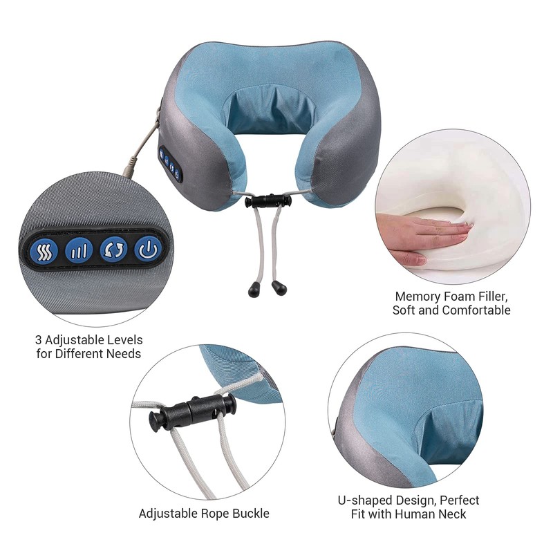 EEZEE Neck Pillow Massager Travel Neck Pillow Massager with Heat