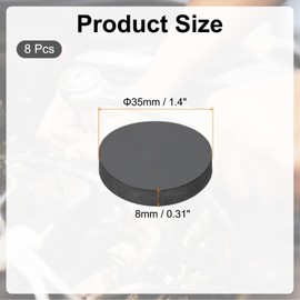 PATIKIL Rubber Solid Discs Washers, 8 Pcs Anti-Vibration Spacer 35mm OD x 8mm Thick Rubber Round Gasket Pad Bushings Spacer Washer for DIY Gasket Craft, Black