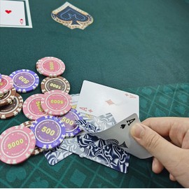 Luckin Sports 108 X 56 Inches Texas Hold'em Professional 10 Players Poker and Gambling Tablecloth, 100% Durable Fabric Felt, Dustproof and Waterproof, Washable and Ironable (Green)