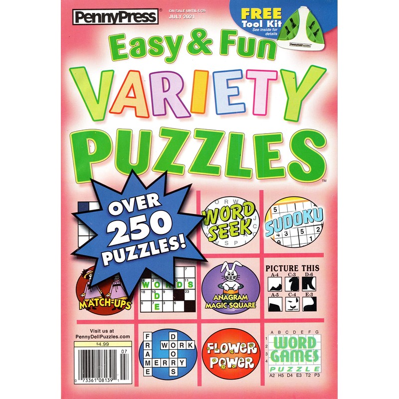 Lot Of 3 Penny Press Easy And Fun Variety Puzzles