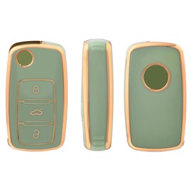 OFFCURVE Car Key Cover Car Key Case Key Fob Cover Car Key Protector 3 Buttons Compatible with VW Volkswagen Polo Golf 4/5/6 Multivan T5 Caddy Jetta Bora Superb Passat Skoda Fabia Seat Ibiza