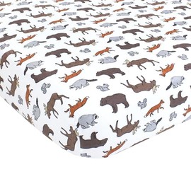 Hudson Baby Unisex Baby Cotton Fitted Crib Sheet, Animal Adventure, One Size