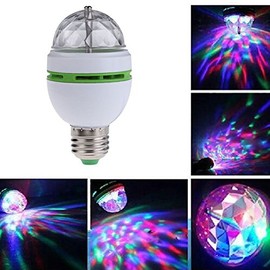 Windspeed Rotating LED Strobe Bulb Multi Changing Color Crystal Stage Light E27 Base