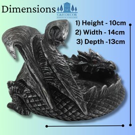 Grinning Gargoyle - 14cm Dragon DnD Dice Jail Guardian - Perfect Dice Holder for Roleplaying Games - Dice Tray Tabletop Gaming Accessories - DnD Merch Decor - D n D Gifts for RPG Display (SILVER)