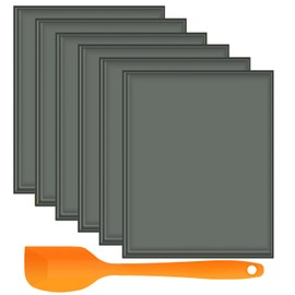 6PCS Silicone Dehydrator Sheets - Nonstick fruit leather trays for dehydrator with Silicone Scraper Compatible with Cosori CP267-FD High Temperature Resistance Reusable for Fruits Meat Herbs (Grey)