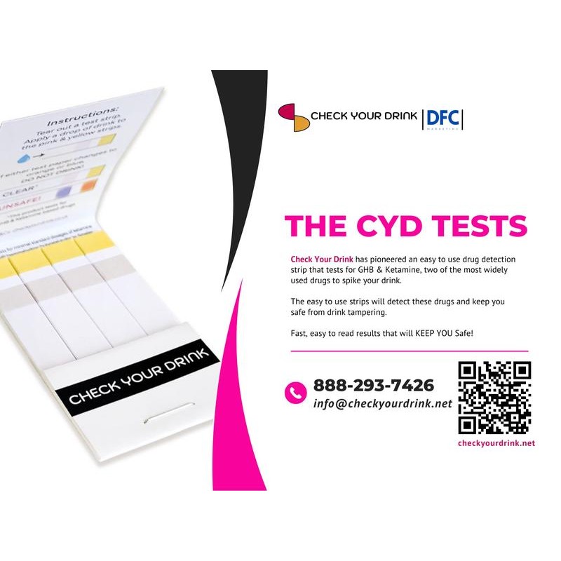 Check Your Drink Spiked drink test strips, convenient Matchbook style