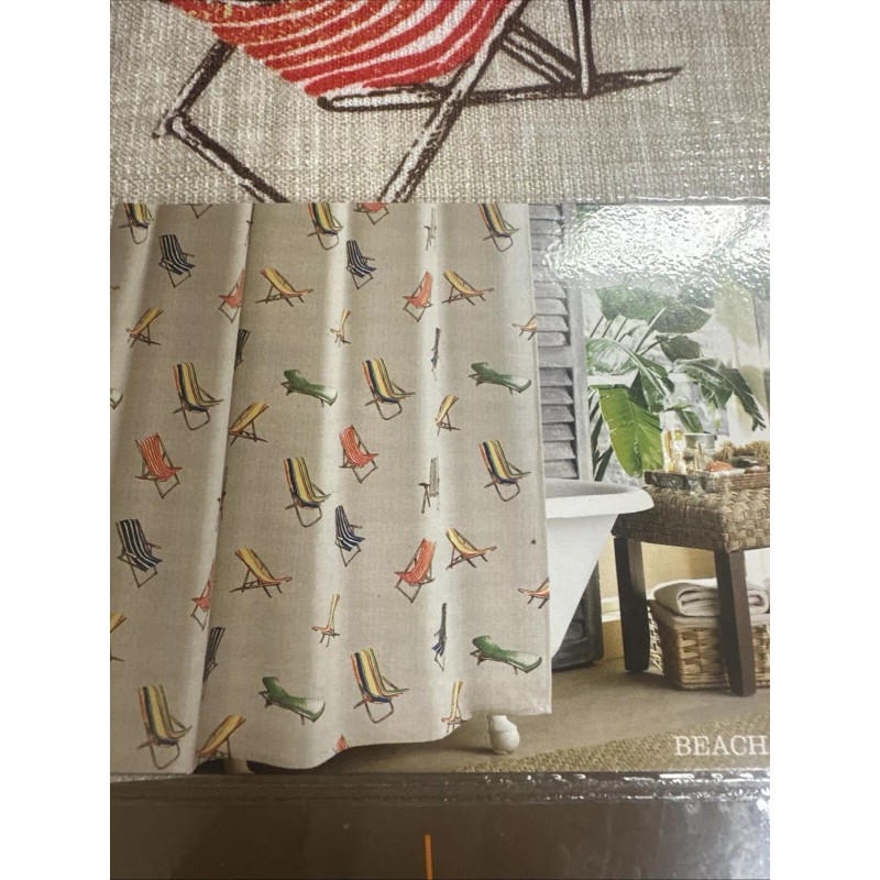 Tommy Bahama Shower Curtain Beach Chair Coastal Vibes NEW