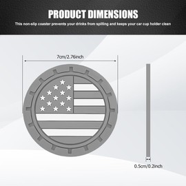 Lyxheth 4PCS Car Cup Holder Coasters, Car Cup Pads, Colored American Flag US Flag Insert Car Cup Coaster, Car Accessories 2.75 Inch Anti Slip Shockproof Embedded Drink Mat for Vehicles (Gray)