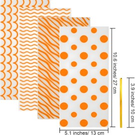 PACKSISTER Orange Flat Clear Cellophane Treat Bags with Twist Ties for Gift Wrapping, Bakery, Cookie, Candies, Dessert, Baskets Packaging(5"X11",100 Pcs)