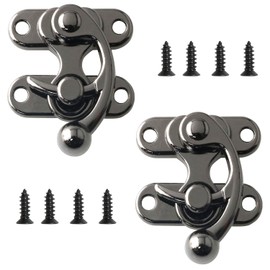 QZKJQDD Right Latch Hook, Antique Vintage Quick Closure, Right Latch Hook Hasp Latch, Antique Decorative Hasp, for Small Wooden Box, Jewellery Box, Wine Box with Screws (Pack of 2)