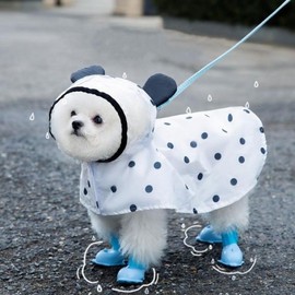 [BND-S47] Dog Clothes Bear Polka Dot Rain Cape White-M 5ea