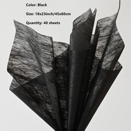 40 hojas de papel de regalo de flores coreanas no tejidas floristería, suministros de floristería impermeable, ramo de flores, suministros florales para flores frescas, 23 x 18 pulgadas (negro)