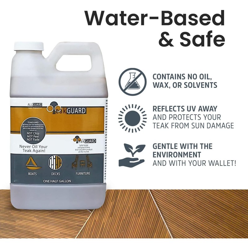 TeakGuard Finish, Premium Teak Cleaner and Brightener, Water-Based, Oil-Free Wood