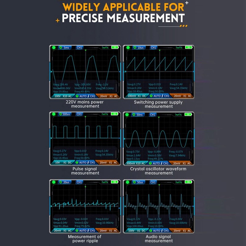Oscilloscope Multimeter Waveform Generator 3 in 1 Handheld Digital Signal