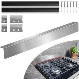 30" Slide-in Range Rear Filler Kit,Stove Gap Filler Strip, Stainless Steel Backsplash for Stove, Stove Trim Kit with Most Brands Between Stove and Backsplash(Silver) With 2 PCS Stove Gap Covers