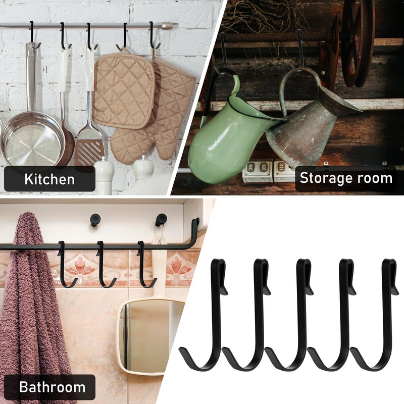 KALIONE 20 Pcs J Shaped Clip-on Hook Stainless Steel Wire