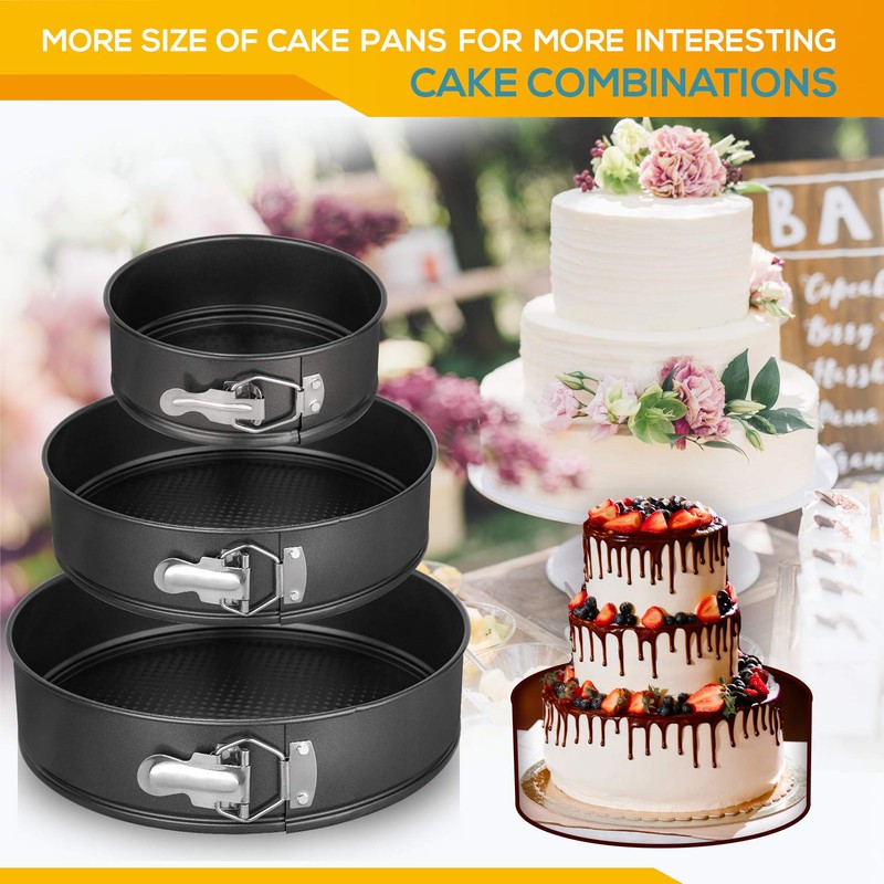 HIWARE Springform Pan Set of 3 Non-stick Leakproof Round Cake