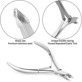 Cuticle Trimmer with Cuticle Pusher and Cutter-YINYIN Cuticle Remover Nippers Professional Stainless Steel Cutter Clippers,Pedicure Manicure Tools for Fingernails Toenails(Silver)
