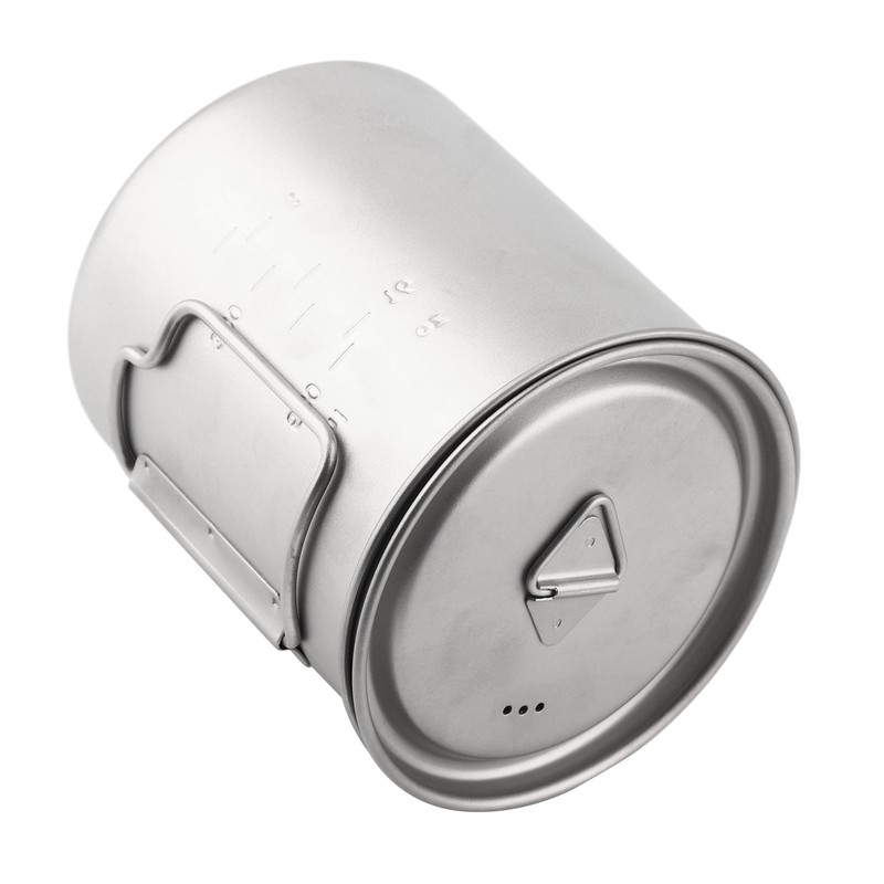 Outdoor Drinking Cup with Foldable Handle Titanium Mug with Lid