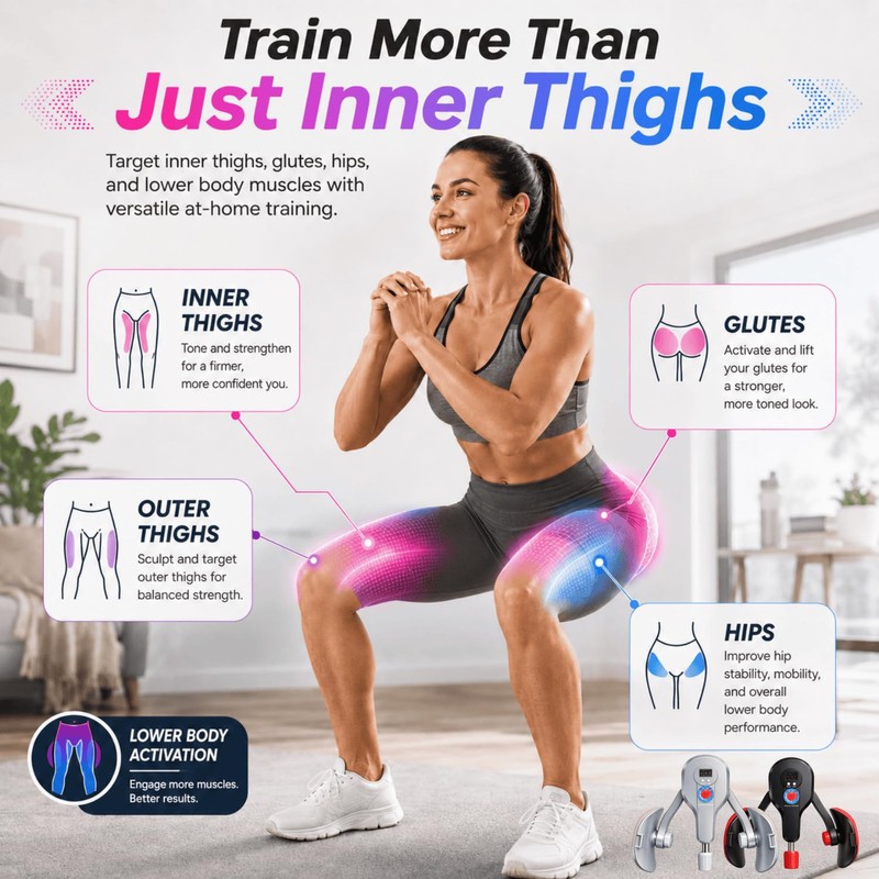 Thigh Exerciser & Pelvic Floor Trainer, 190 LB Adjustable Inner