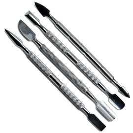 PREMIUM INSTRUMENTS Cuticle Pusher Cutter - Professional Grade Stainless Steel Cuticle Remover and Cutter - Durable Manicure and Pedicure Tool - for Fingernails and Toenails - Set of 4