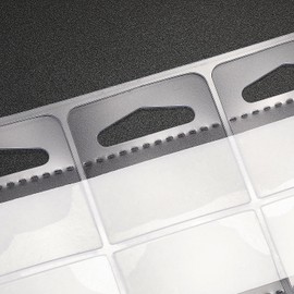 Adhesive Hanging Tags 1-1/2 by 1-1/2 inch Slot Hole Display Hang Tabs Clear Plastic Hanging Tags Folding Tabs for Store Retail Display(300 Pieces)